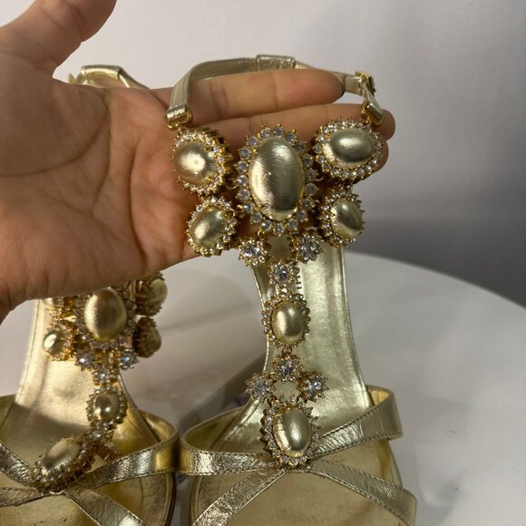 Giuseppe Zanotti Gold Strappy Pumps  Multi-Crystal  Size EU 40 (US 10) - Picture 3 of 9